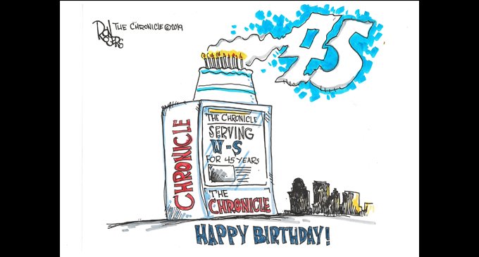 Editorial Cartoon: The Chronicle’s 45th Birthday
