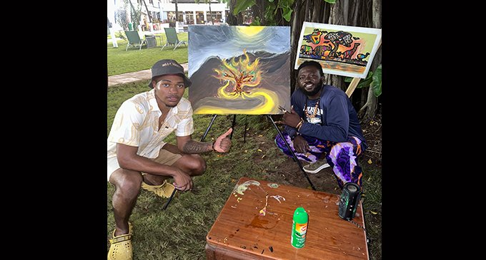 Hampton University grad student collaborates with Ghanaian artist to create commissioned painting, ‘Moses and the Burning Bush’