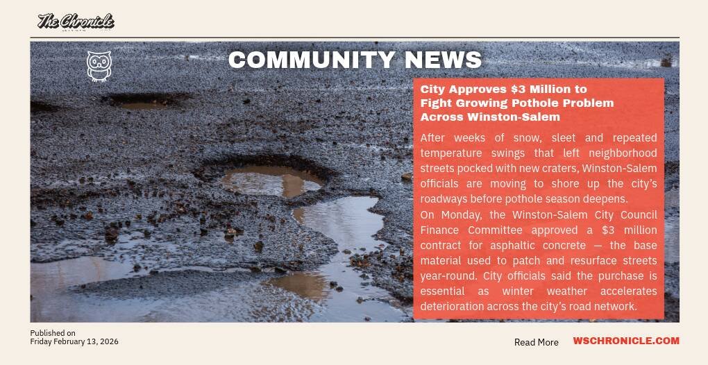 City Approves $3 Million to Fight Growing Pothole Problem Across Winston-Salem